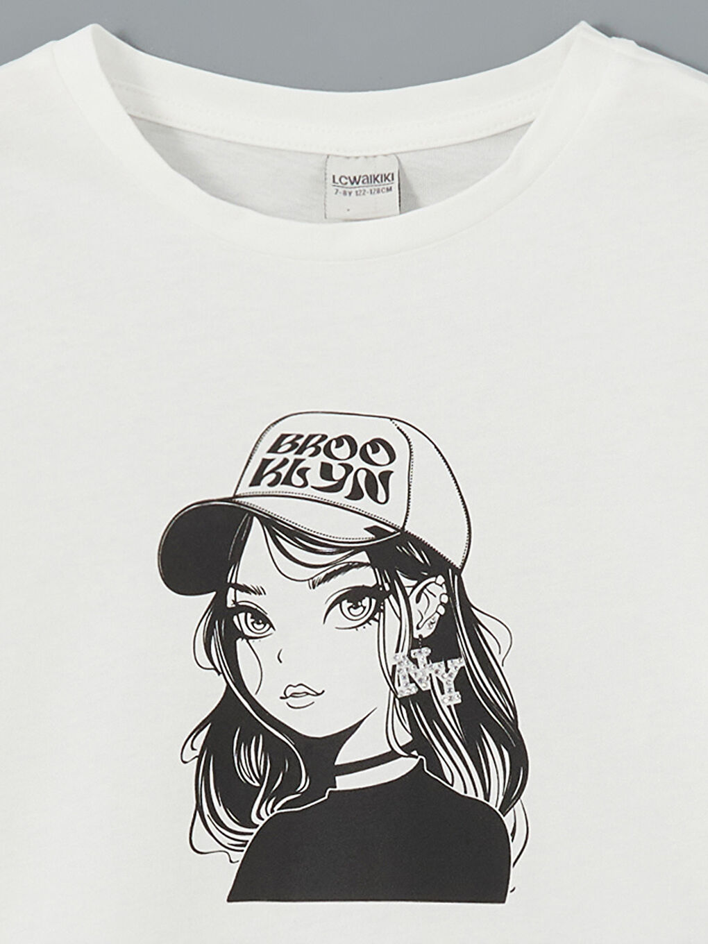 Crew Neck Stone Detailed Girls' T-Shirt -S56548Z4-R9J