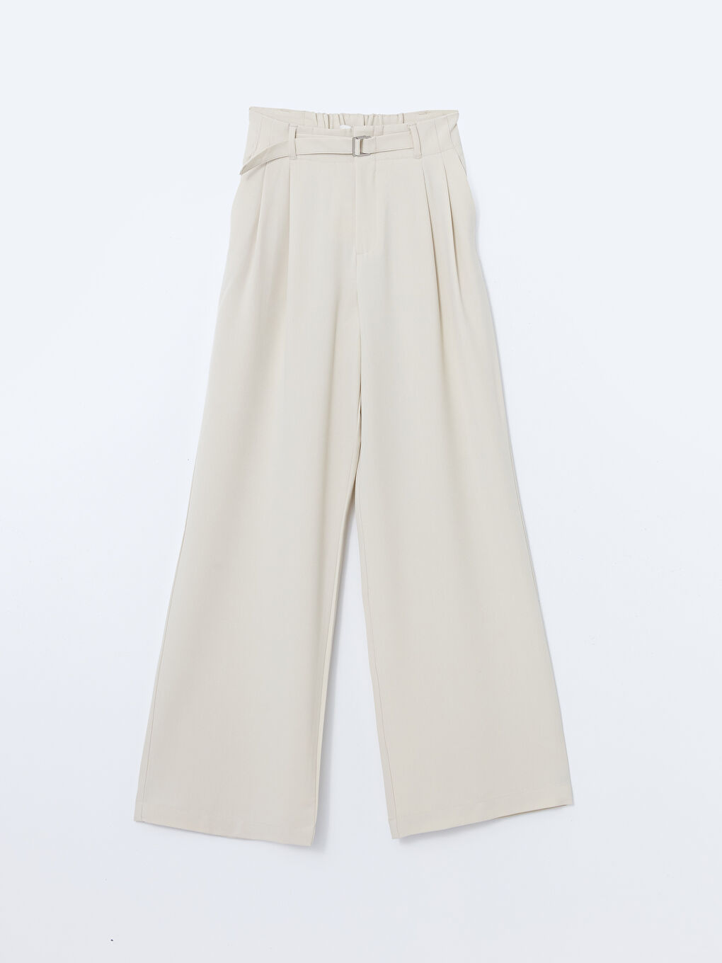 Ženske pantalone sa elastičnim pojasom i širokim nogavicama -S56550Z8-R7Z