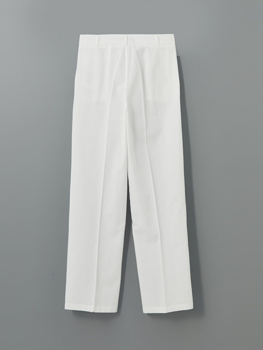 Ekru Keten Karışımlı Kadın Pileli Pantolon-5