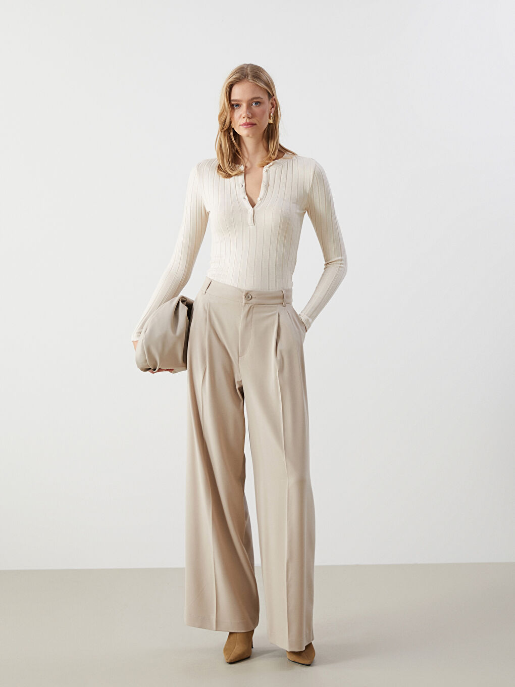 LCW Vision Loose Fit Wide Leg Women's Trousers -S56579Z8-CTC