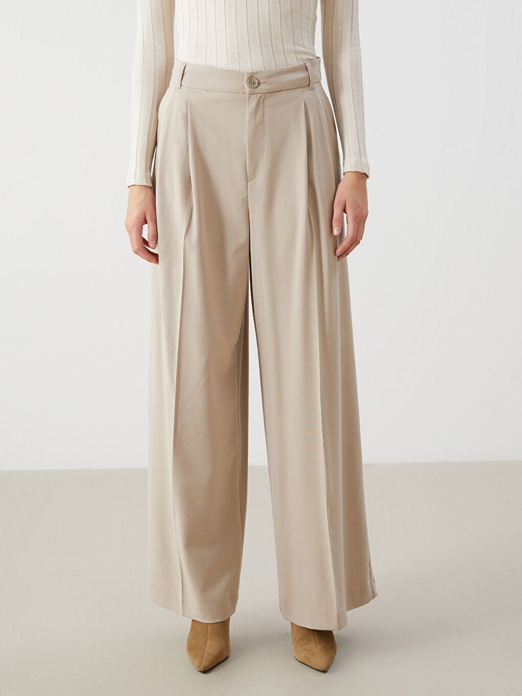 LCW Vision Loose Fit Wide Leg Women's Trousers -S56579Z8-CTC