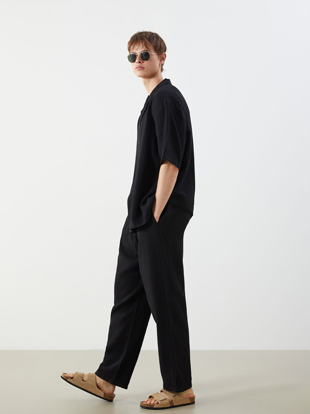 Relaxed Fit Muslin Men's Trousers -S56598Z8-RQL