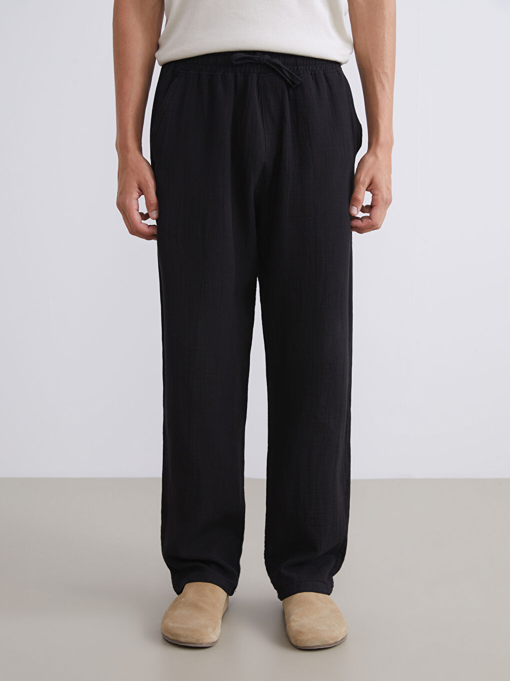 Pantalon en Mousseline Coupe Décontractée pour Hommes-3