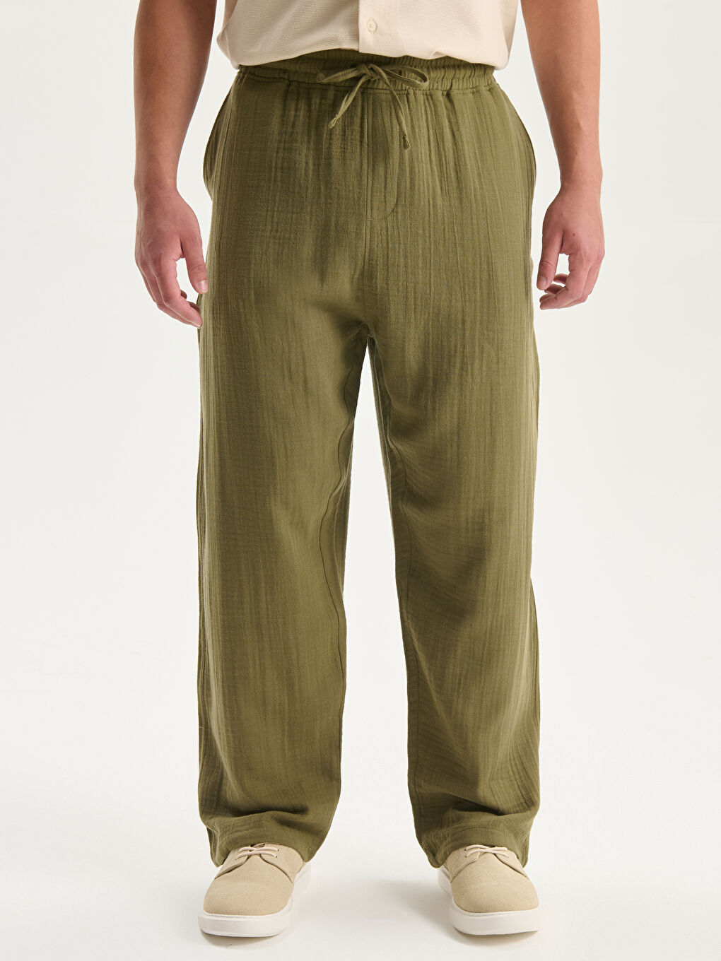 Relaxed Fit Muslin Men's Trousers -S56598Z8-YAG
