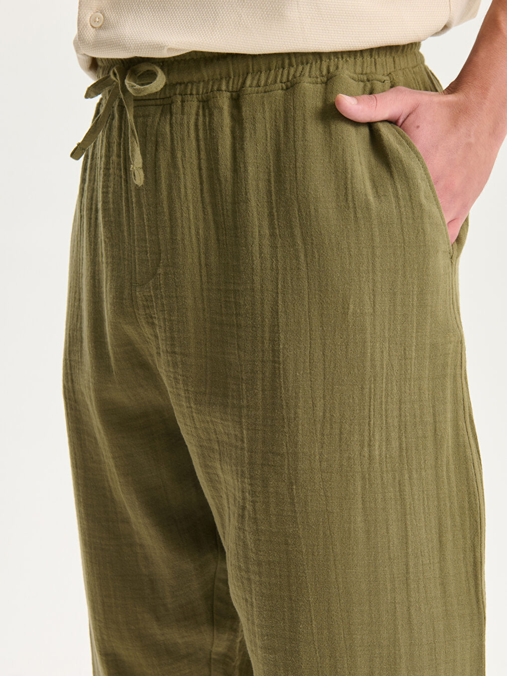 Relaxed Fit Muslin Men's Trousers -S56598Z8-YAG