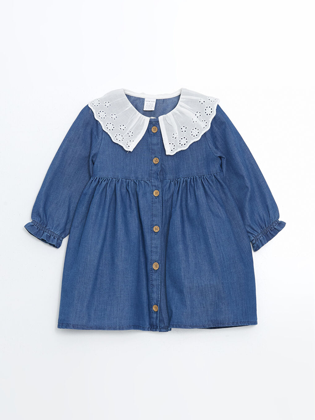 Baby Girls' Embroidered Denim Dress with Peter Pan Collar -S56610Z1-DU2