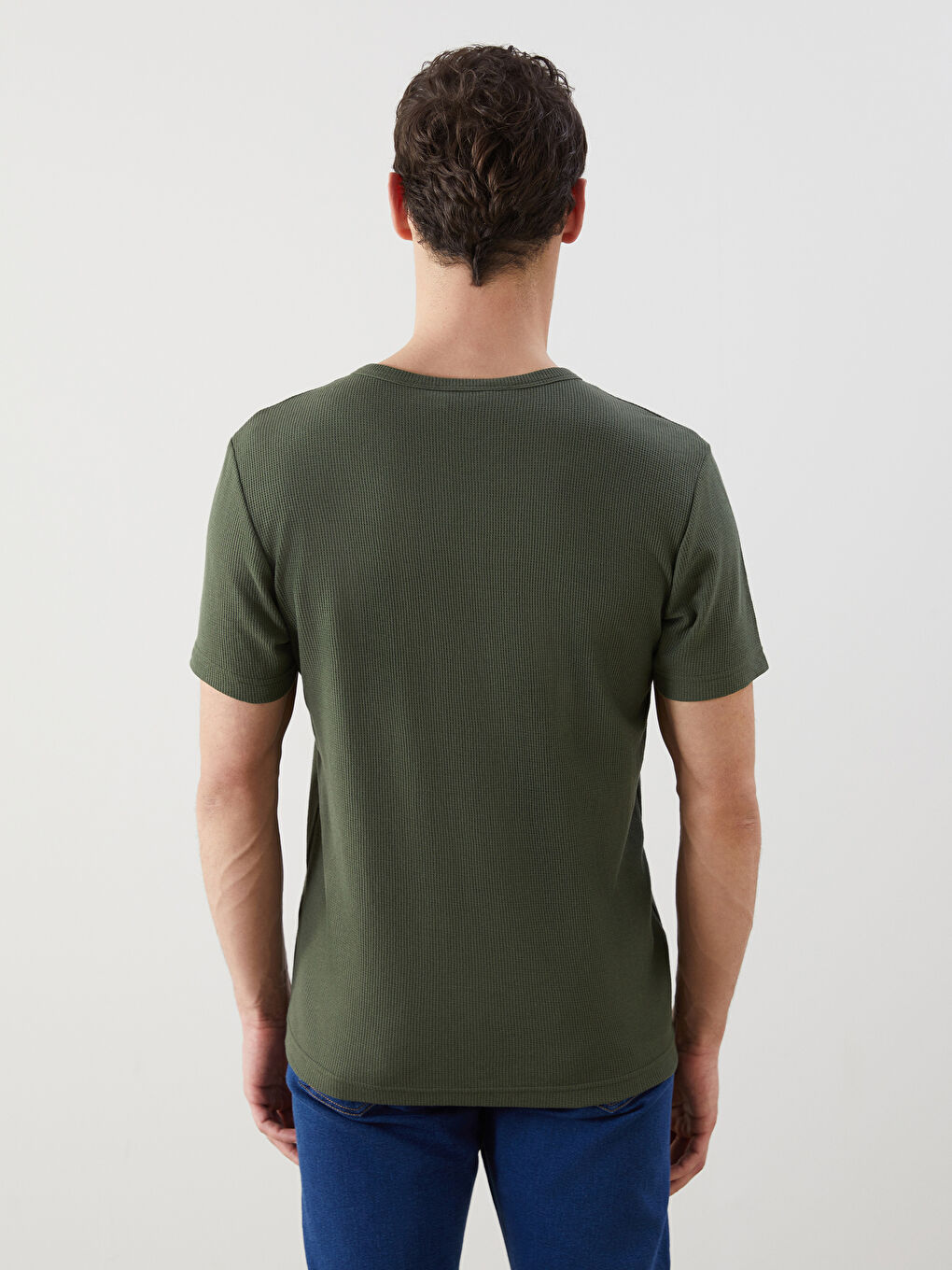 Haki Bisiklet Yaka Erkek Tişört-3