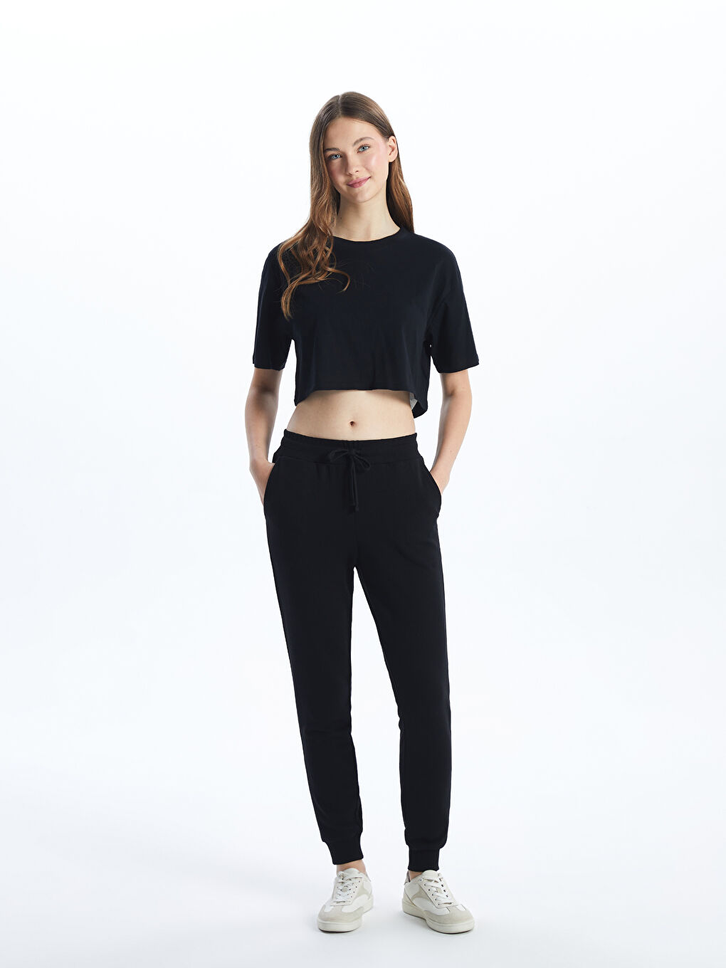 Crew Neck Women's Crop Top -S56652Z8-CVL