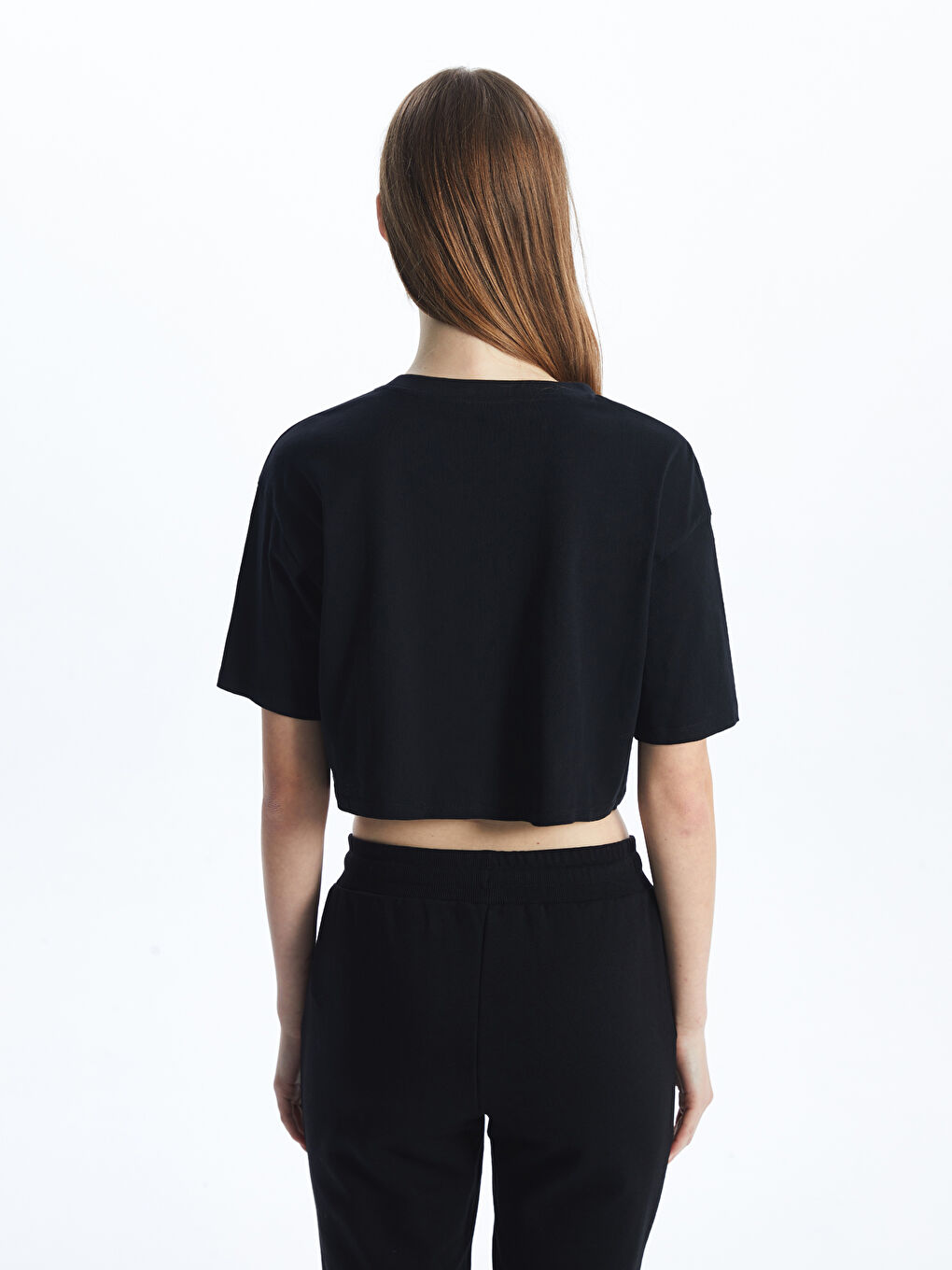 Crew Neck Women's Crop Top -S56652Z8-CVL