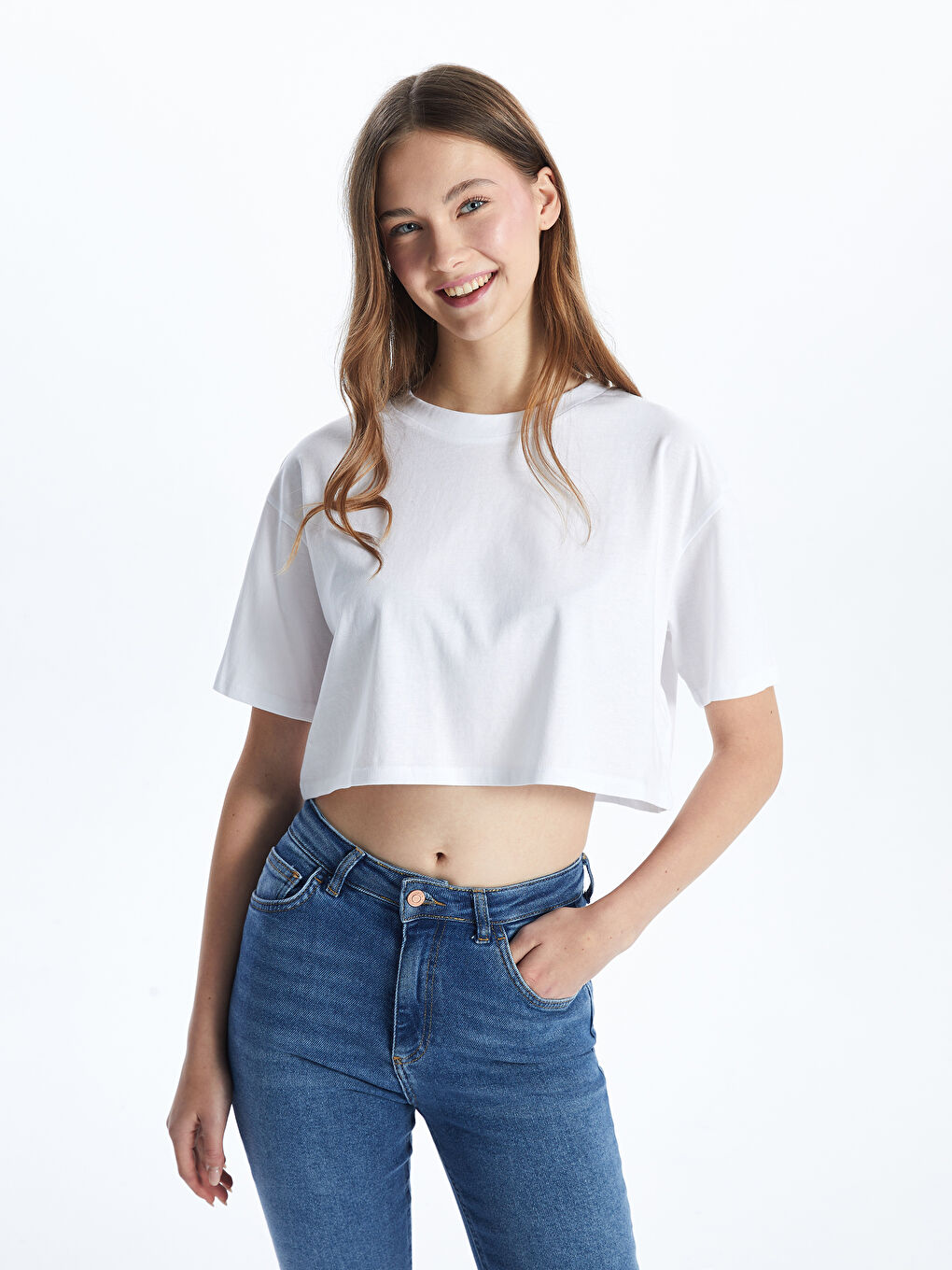Crew Neck Women's Crop Top -S56652Z8-Q6K