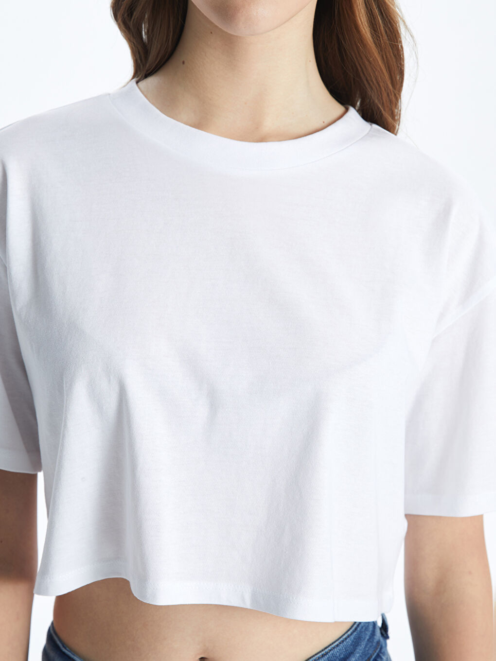Crew Neck Women's Crop Top -S56652Z8-Q6K