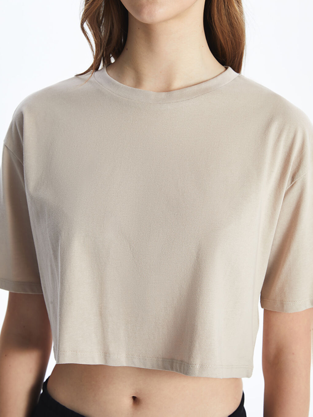 Crew Neck Women's Crop Top -S56652Z8-VVB