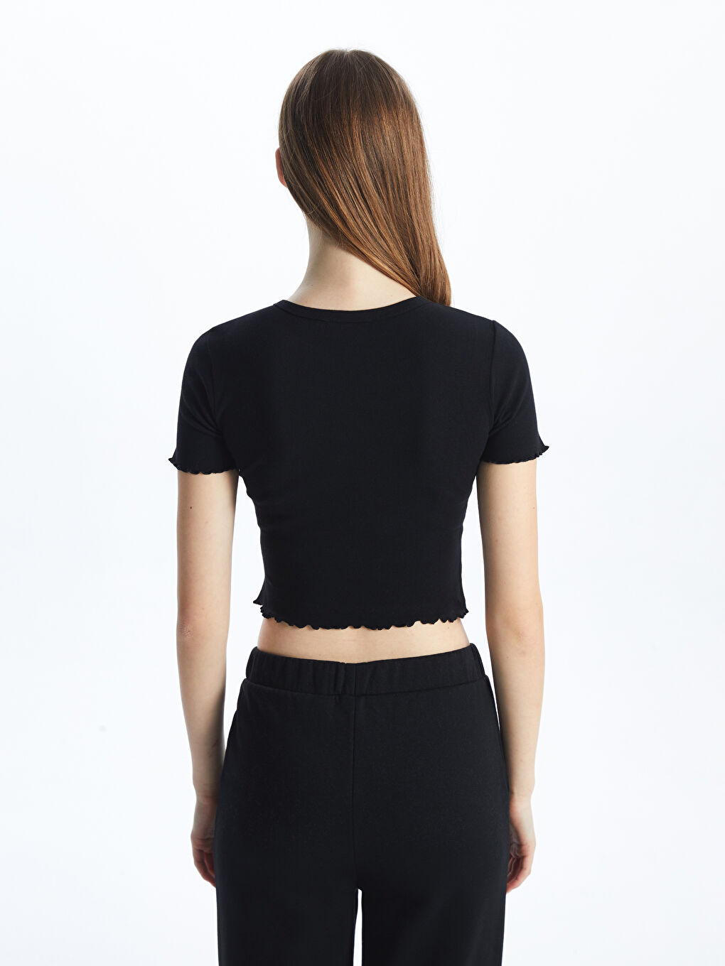 Crew Neck Printed Women's Crop Top -S56657Z8-CVL