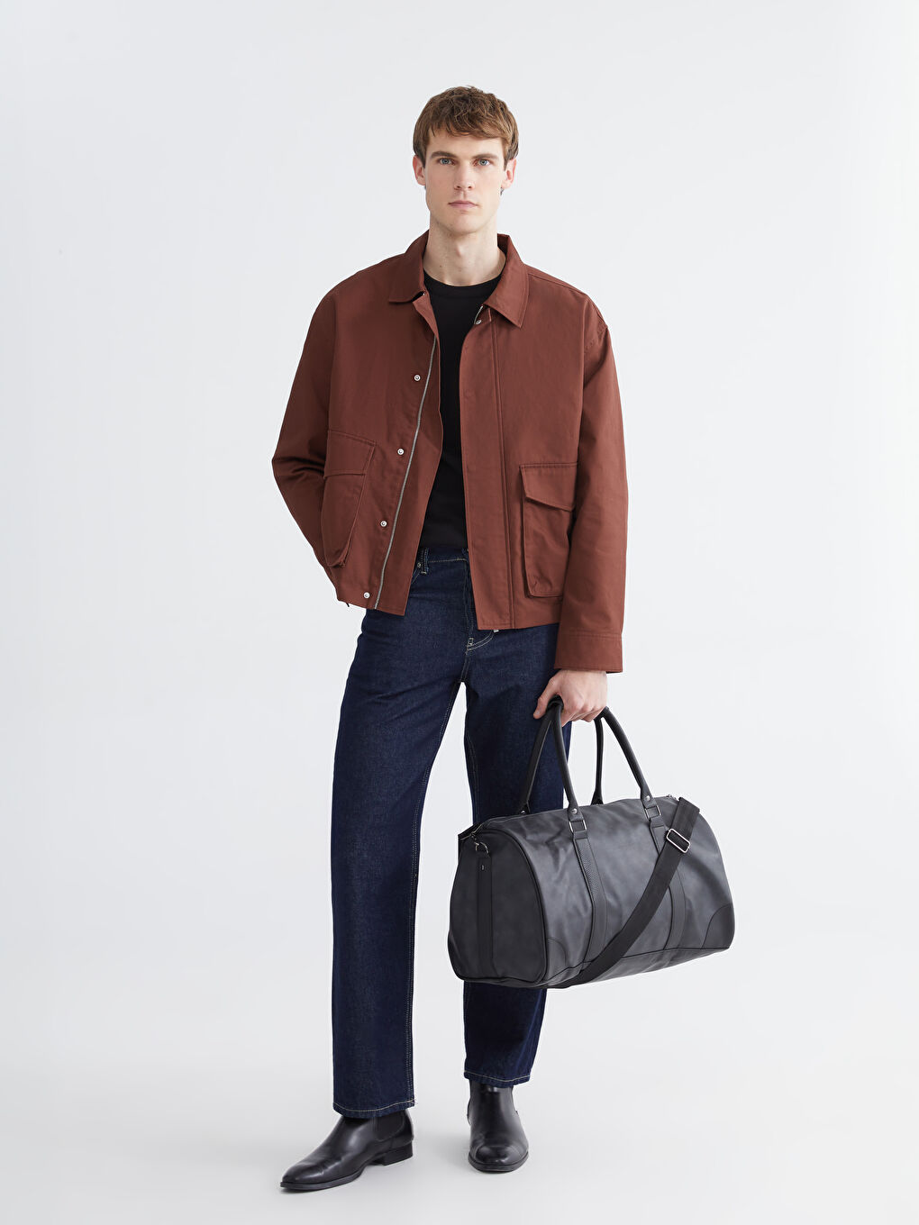 Suede-Look Men's Travel Bag-2