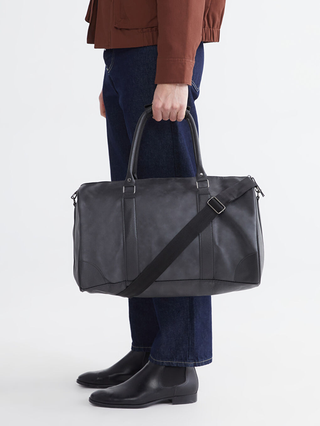 Suede-Look Men's Travel Bag-3