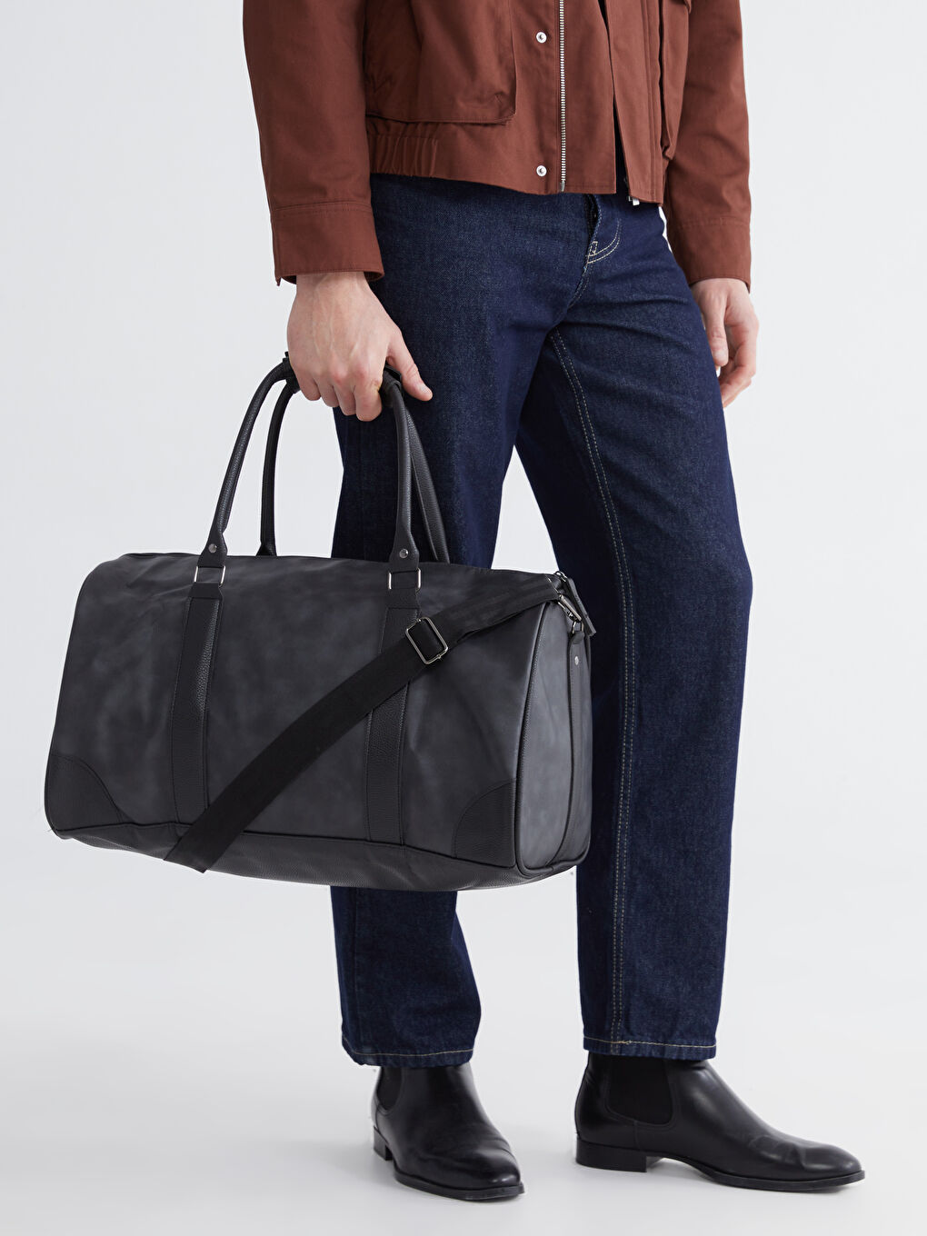 Suede-Look Men's Travel Bag-4