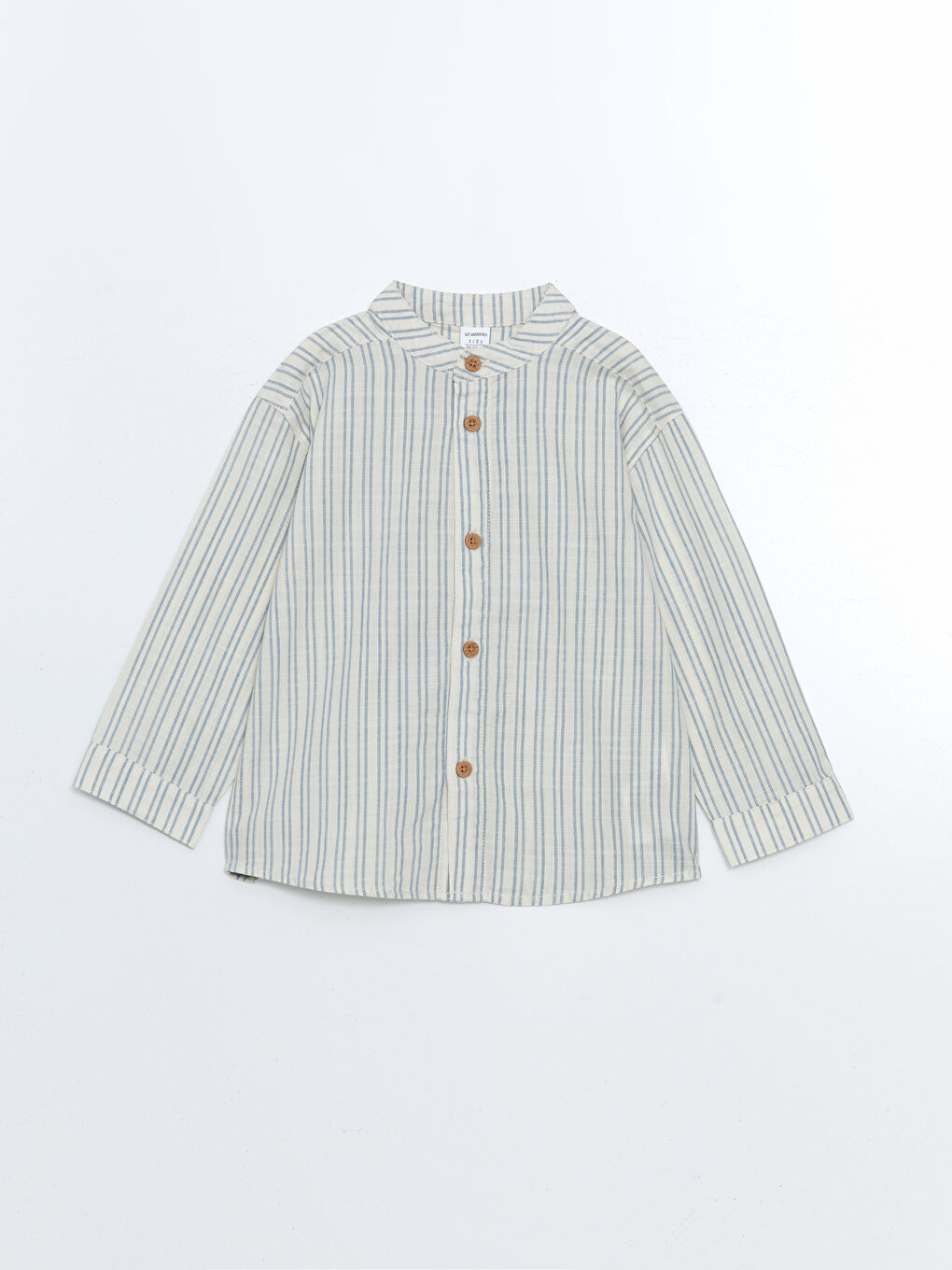 Bej Hakim Yaka Çizgili Erkek Çocuk Gömlek