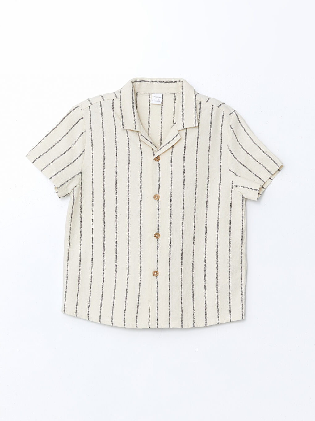Bej Çizgili Kısa Kollu Erkek Çocuk Gömlek