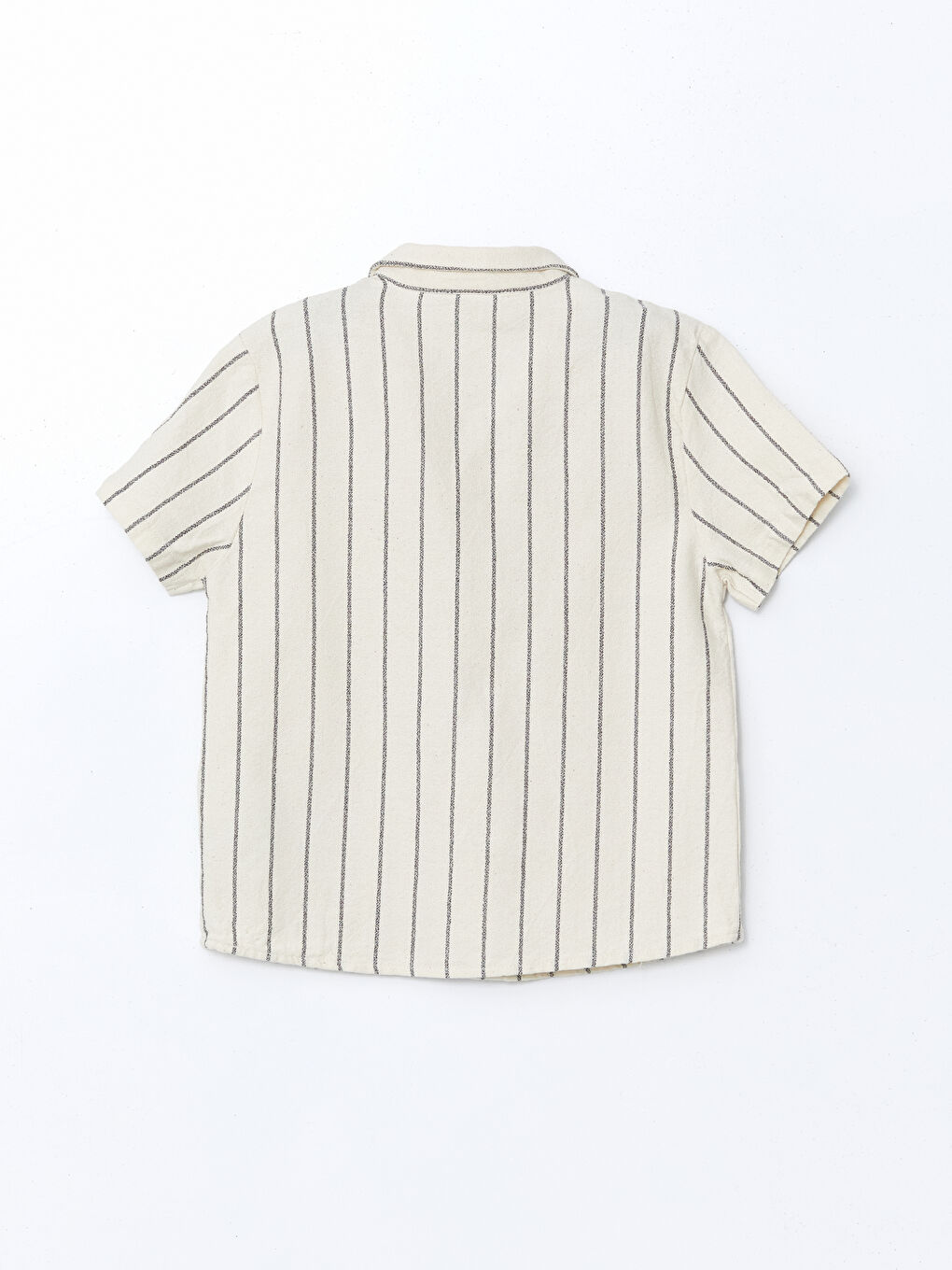 Bej Çizgili Kısa Kollu Erkek Çocuk Gömlek-1