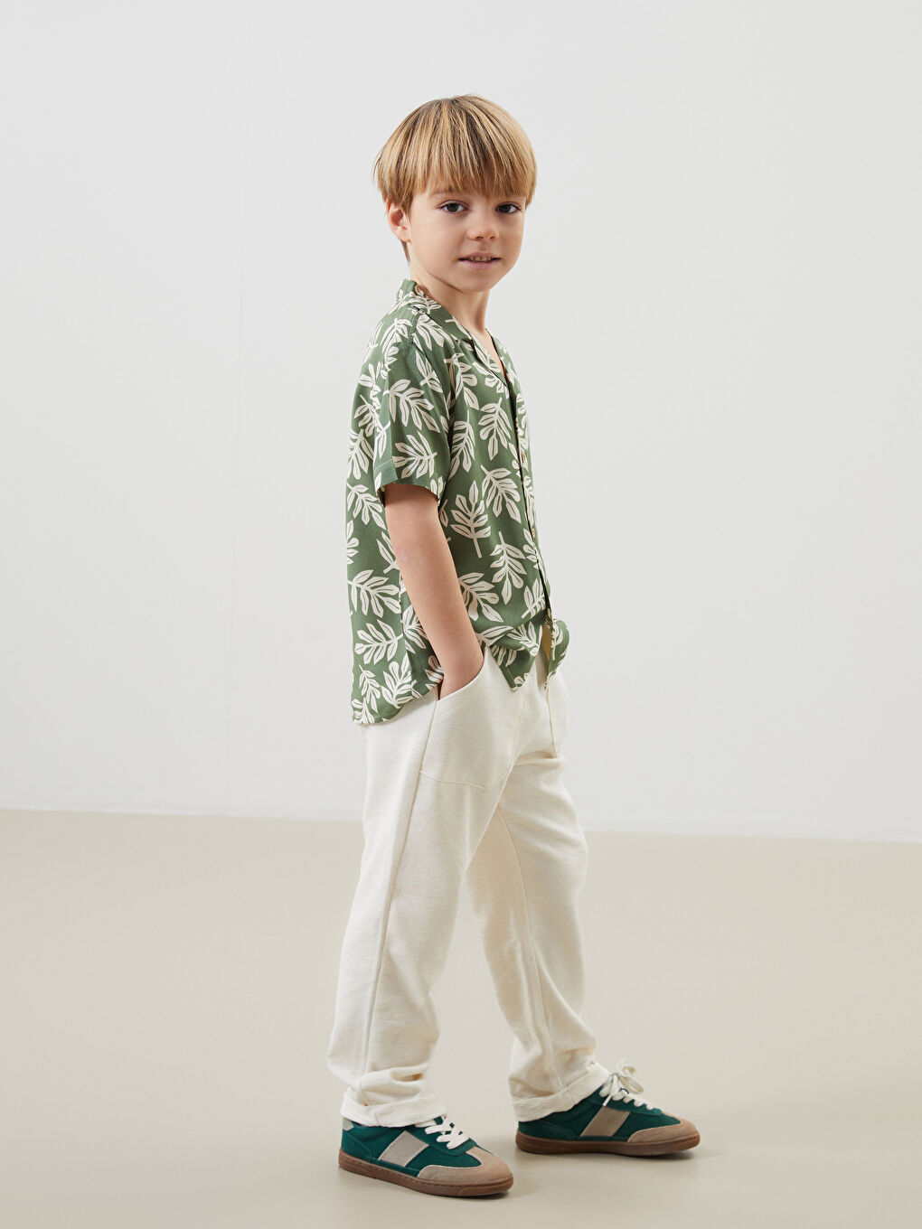 Resort Collar Printed Boys' Shirt -S56756Z1-LRK