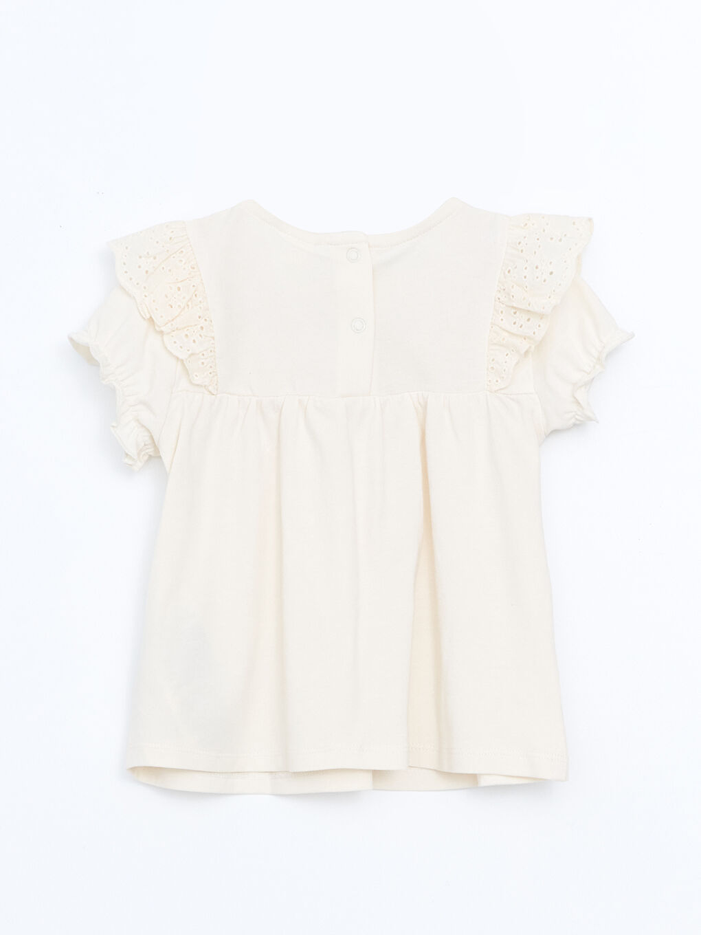 Ekru Bisiklet Yaka Nakışlı Kız Bebek Bluz-1