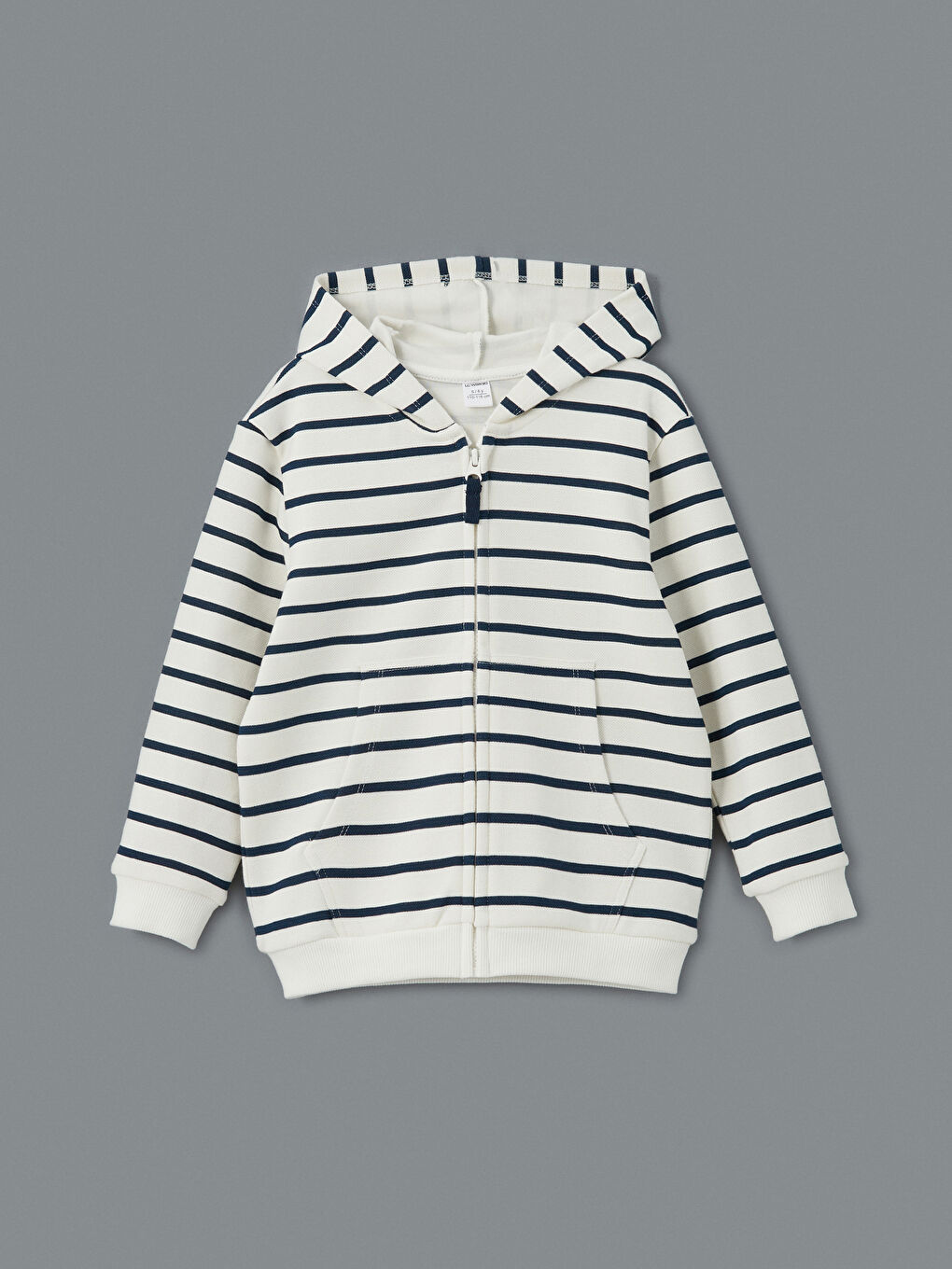 Ekru Kapüşonlu Erkek Çocuk Fermuarlı Sweatshirt