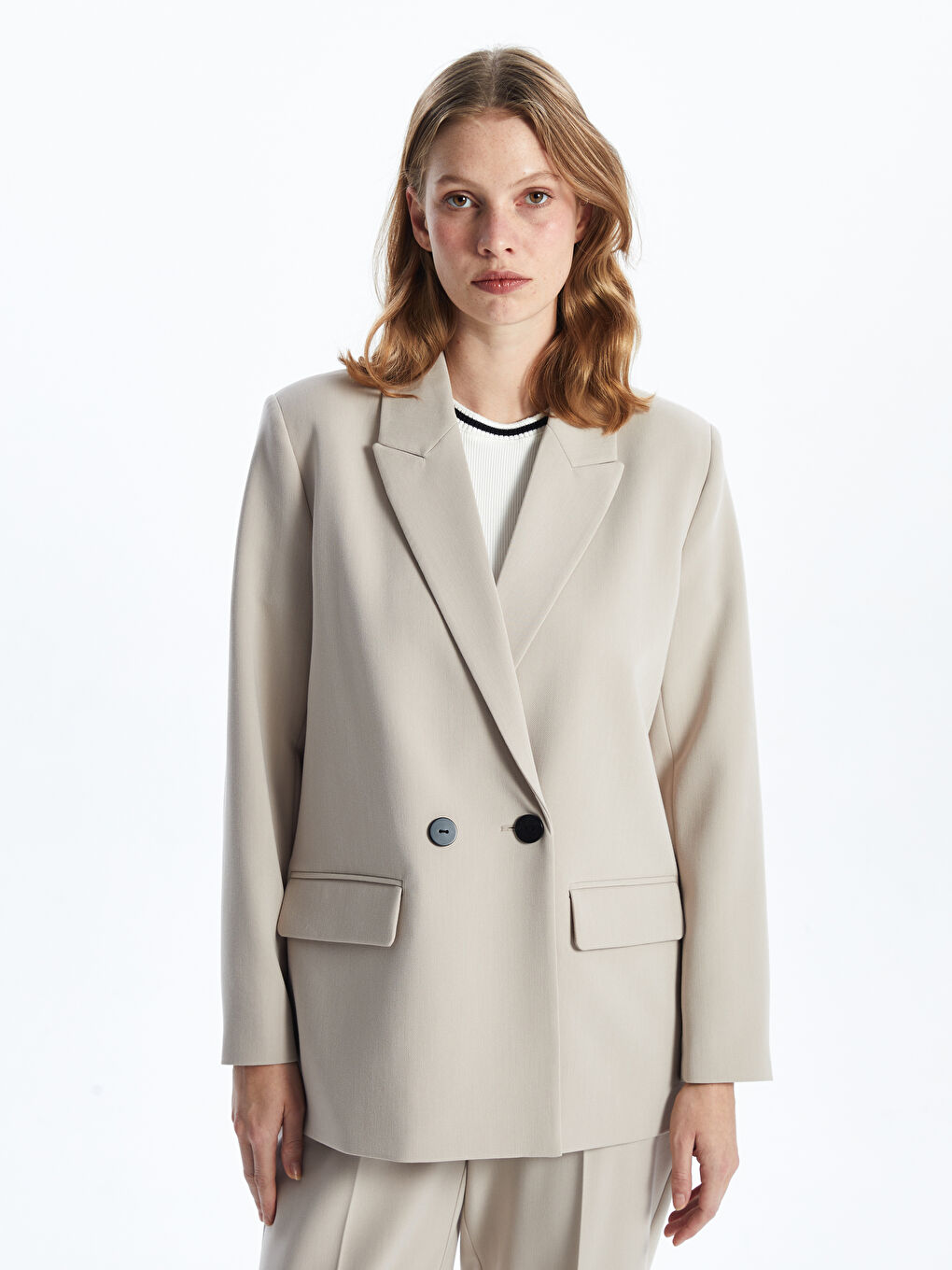 LCWAIKIKI Classic Twill Women's Blazer Jacket -S56806Z8-FGB