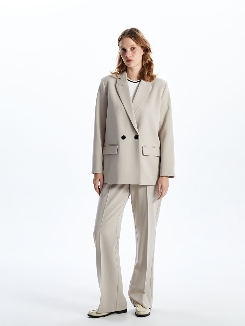LCWAIKIKI Classic Twill Women's Blazer Jacket -S56806Z8-FGB