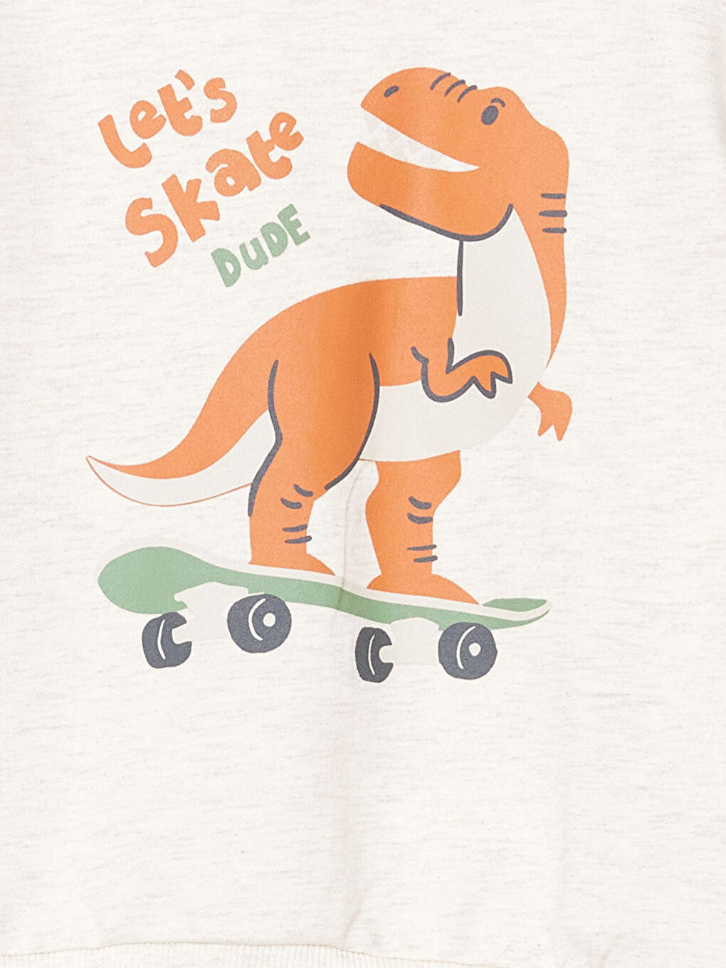 Beyaz Dinozor Baskılı Erkek Çocuk Sweatshirt-4