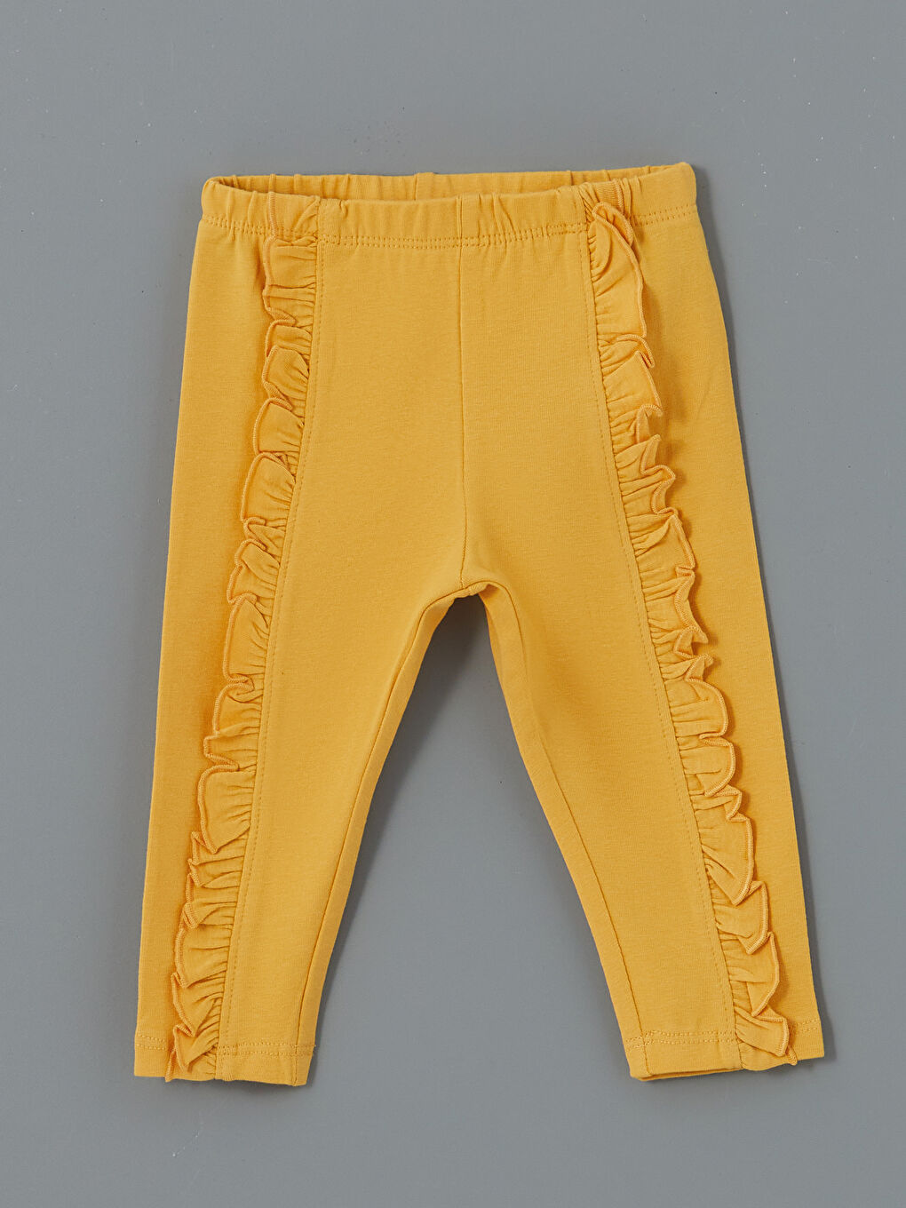 Sarı Beli Lastikli Basic Kız Bebek Tayt-1