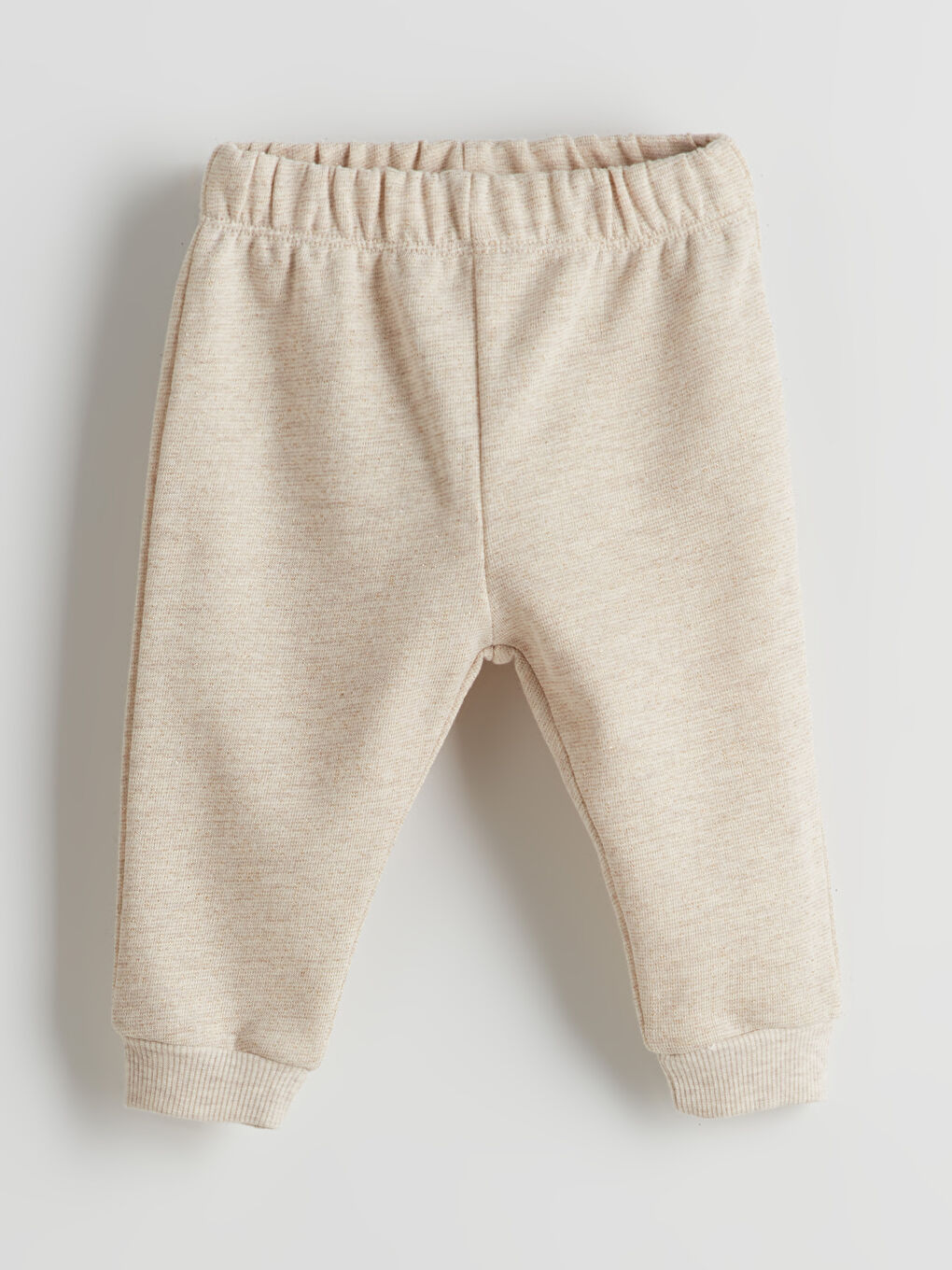 Bej Beli Lastikli Kız Bebek Jogger Eşofman Alt