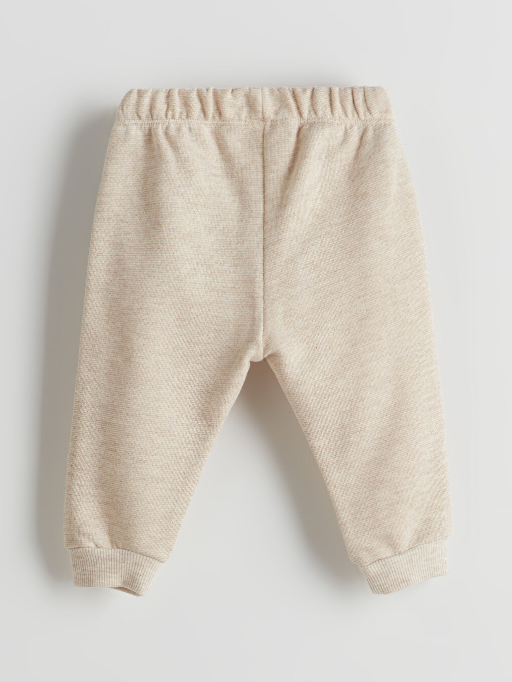 Bej Beli Lastikli Kız Bebek Jogger Eşofman Alt-1