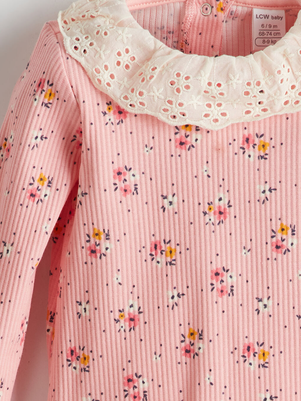 Pembe Bebe Yaka Çiçek Desenli Kız Bebek Bluz-2