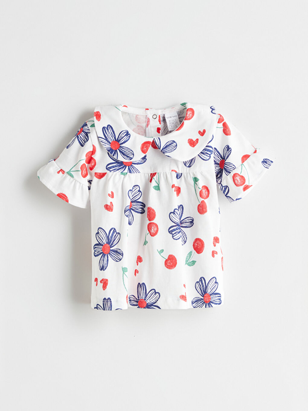 Сәби қыздарға арналған дөңгелек жағалы гүлді блузка мен леггинс 2 данадан тұратын-1