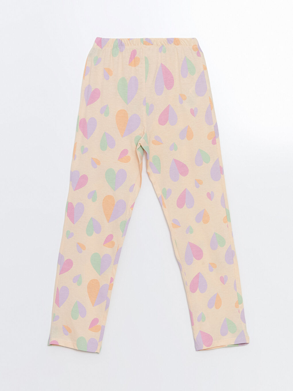 Bej Beli Lastikli Kız Çocuk Pijama Alt