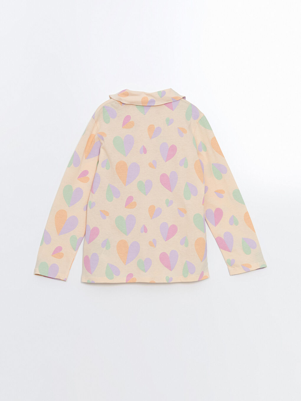 Bej Gömlek Yaka Kız Çocuk Pijama Üst-2