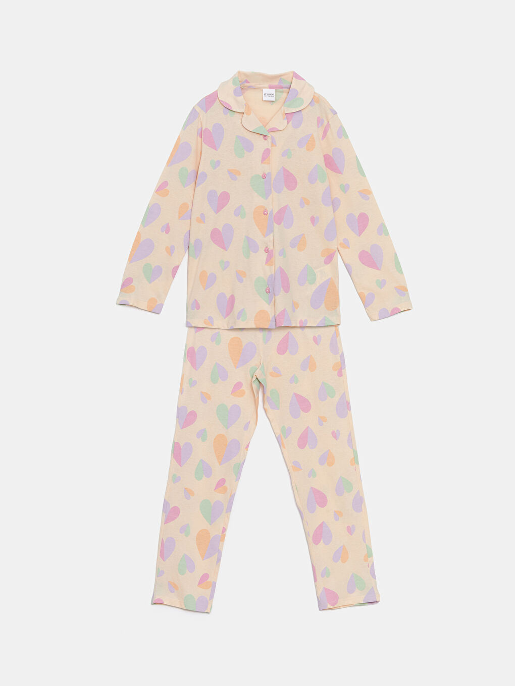 LCW Kids Bej Gömlek Yaka Kız Çocuk Pijama Takımı - 2