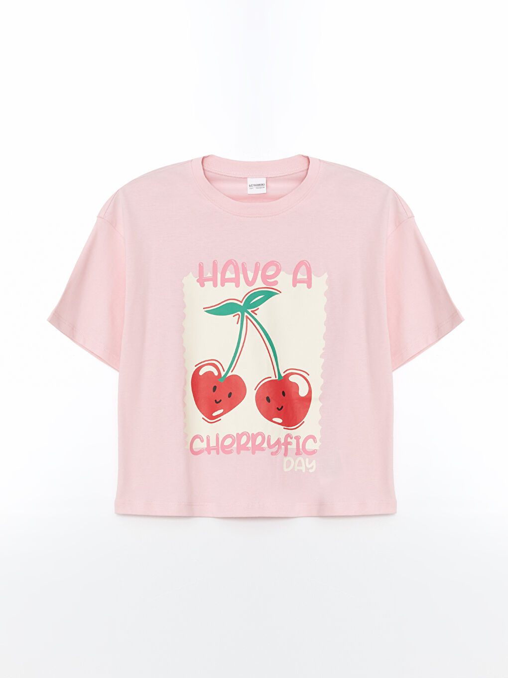 LCW Kids Pembe Bisiklet Yaka Kız Çocuk Şortlu Pijama Takımı - 1