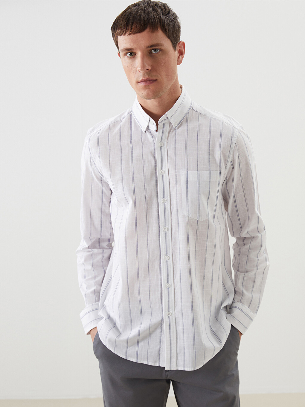 Beyaz Regular Fit Poplin Erkek Gömlek