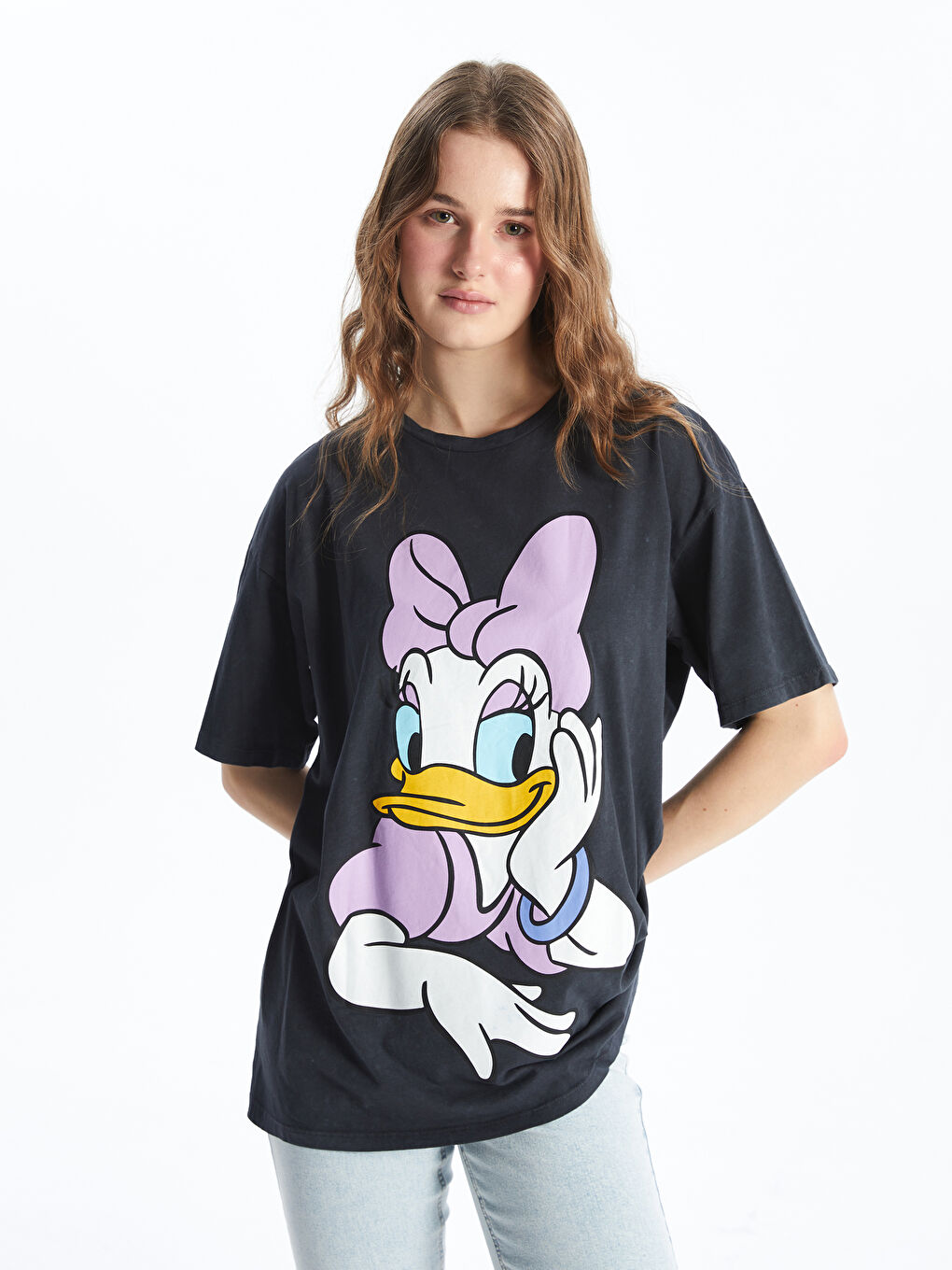 Crew Neck Daisy Duck Printed Women's T-Shirt -S56912Z8-VDL