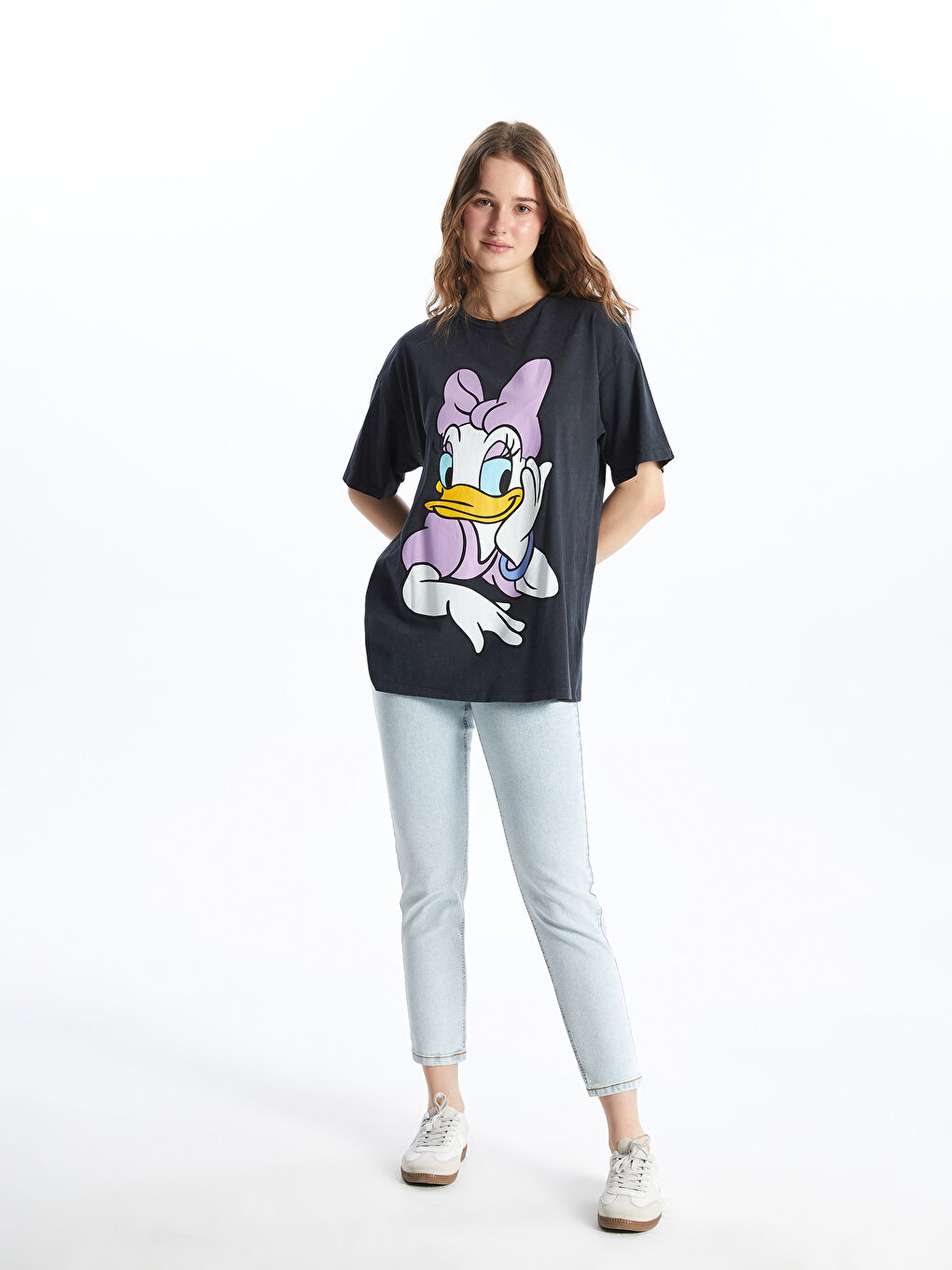 Crew Neck Daisy Duck Printed Women's T-Shirt -S56912Z8-VDL
