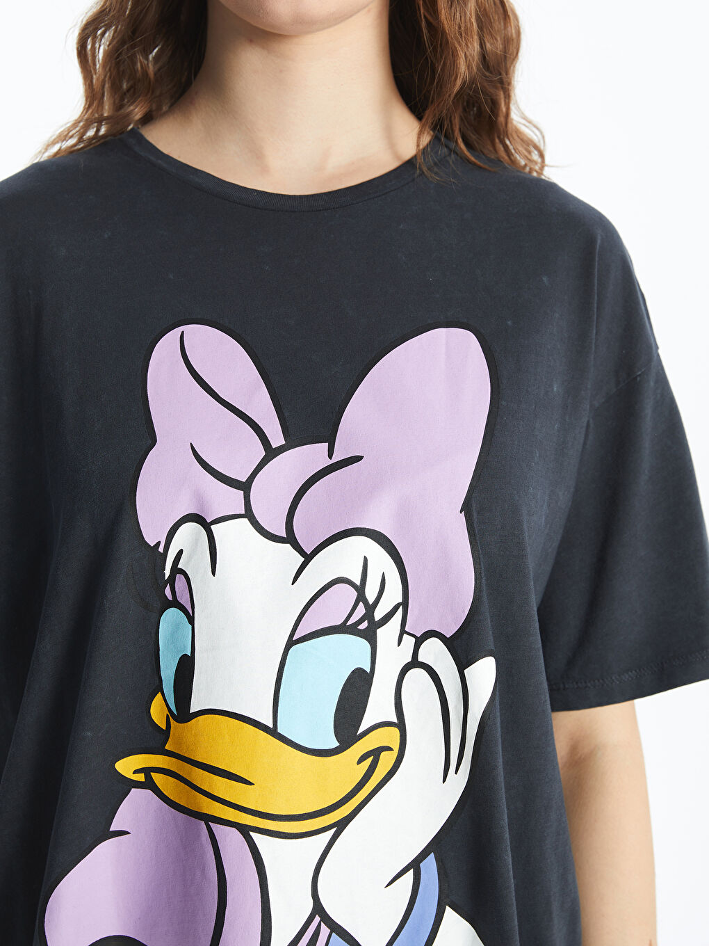 Crew Neck Daisy Duck Printed Women's T-Shirt -S56912Z8-VDL