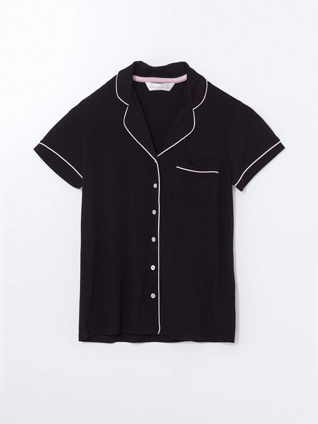 Siyah Gömlek Yaka Kadın Pijama Üstü-1