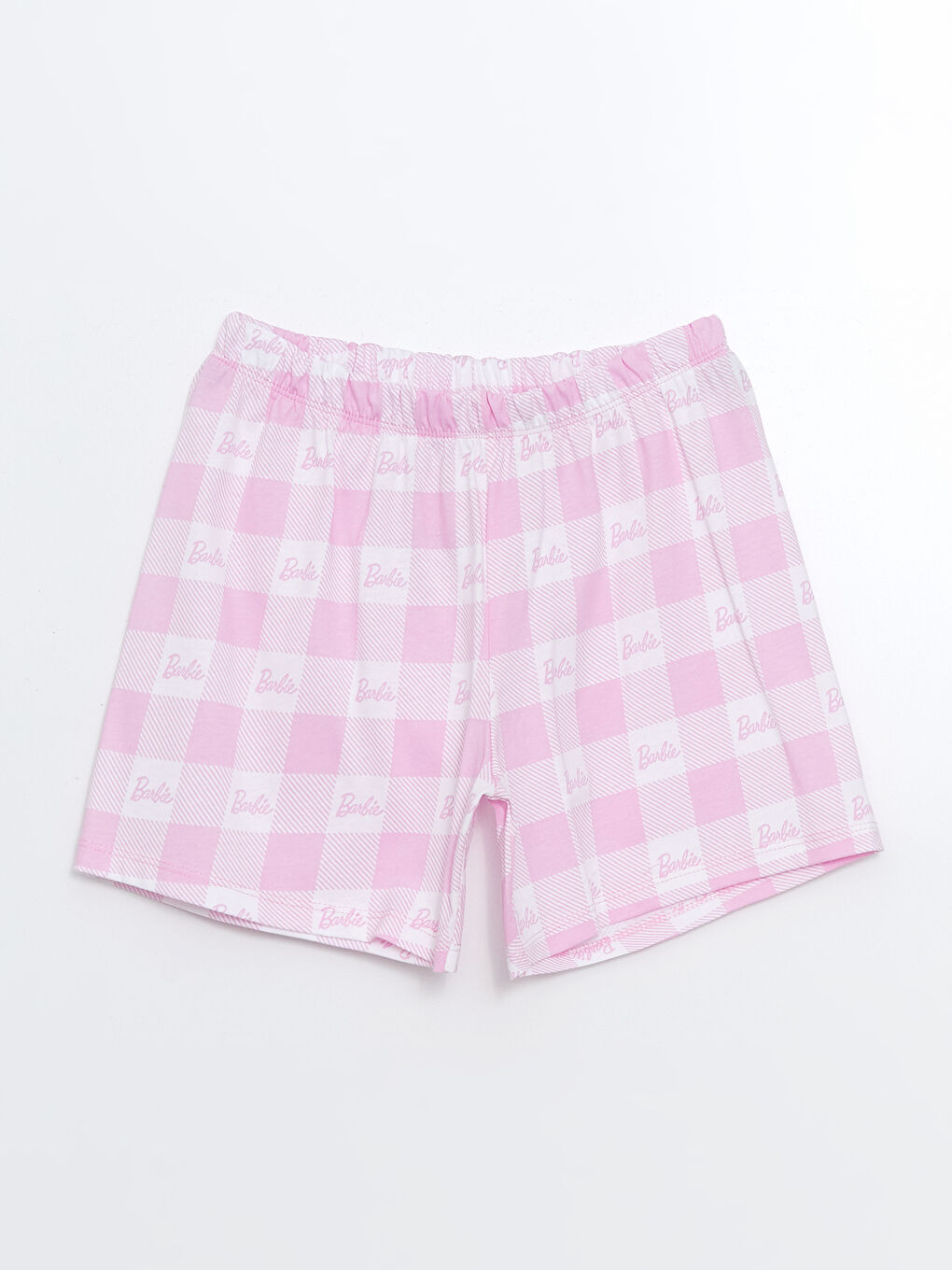 Beyaz Beli Lastikli Barbie Baskılı Kız Çocuk Pijama Şort