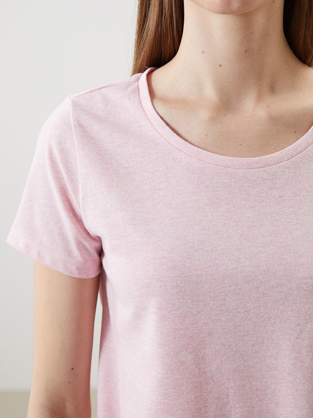 LCW DREAM Pembe Bisiklet Yaka Kadın Pijama Üstü - 2
