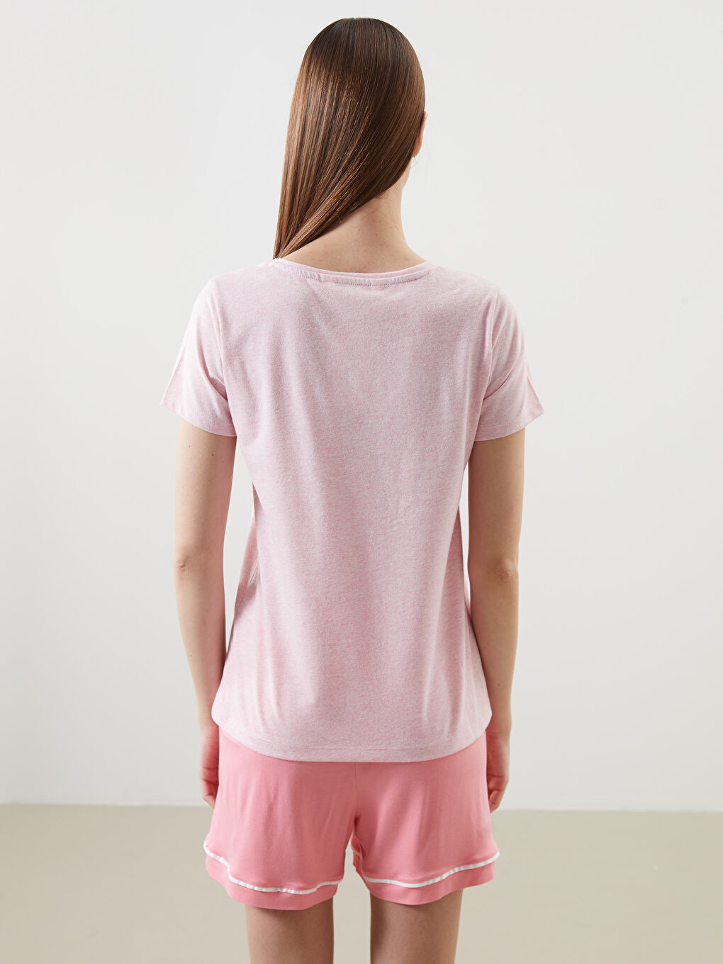 LCW DREAM Pembe Bisiklet Yaka Kadın Pijama Üstü - 3