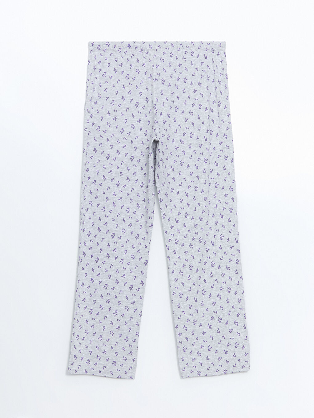 Gri Beli Lastikli Çiçekli Kadın Pijama Alt