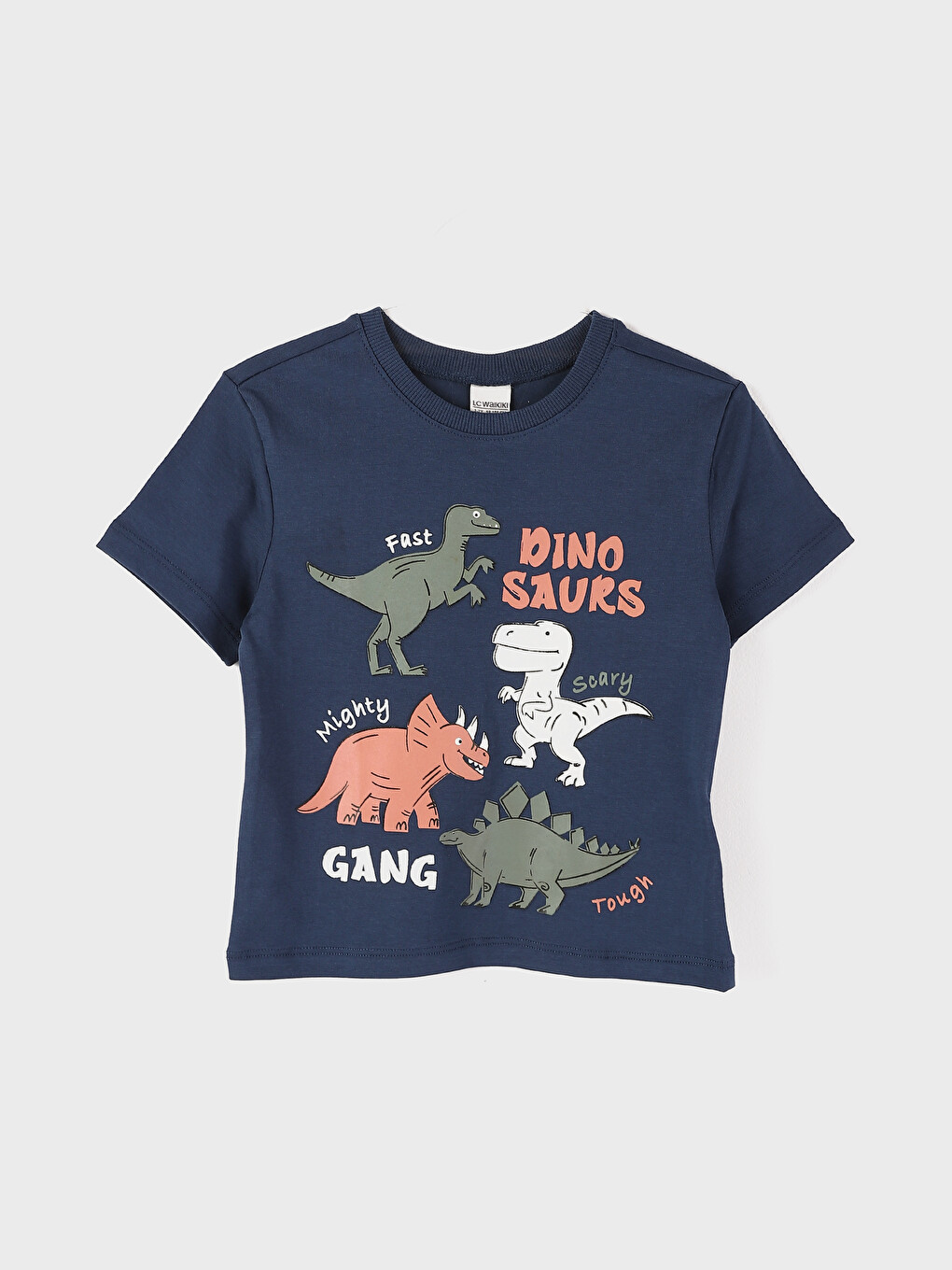 İndigo Bisiklet Yaka Dinozor Baskılı Erkek Çocuk Tişört 3'lü-4