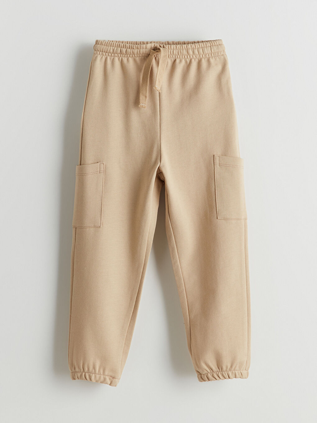 Bej Beli Lastikli Erkek Çocuk Jogger Eşofman Alt