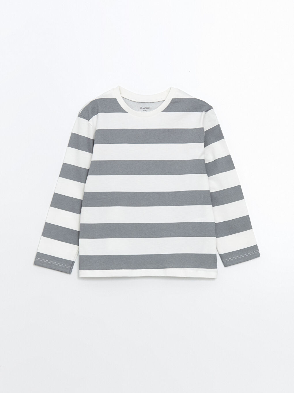 Gri Bisiklet Yaka Çizgili Erkek Çocuk Tişört